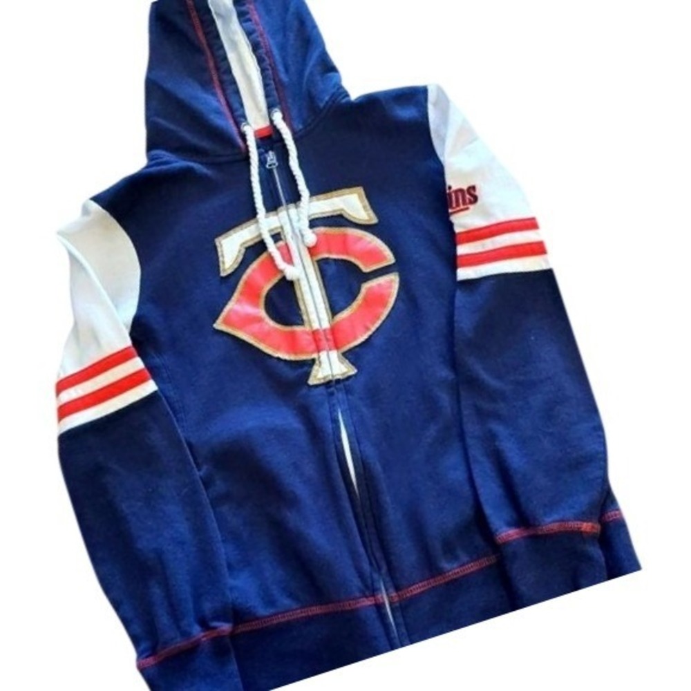 Minnesota Twins Hoodie Zip Up Jacket Navy Blue White‎ Red Logo Size M #212C